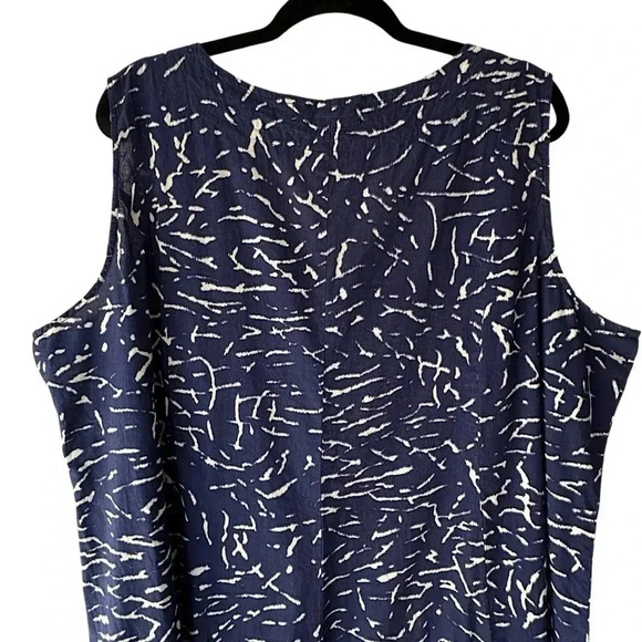 COLDWATER CREEK NWOT SLEEVELESS COTTON INDIGO BLUE PRINT SHIFT DRESS | XXL - Picture 8 of 10